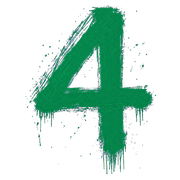 Green painted number four